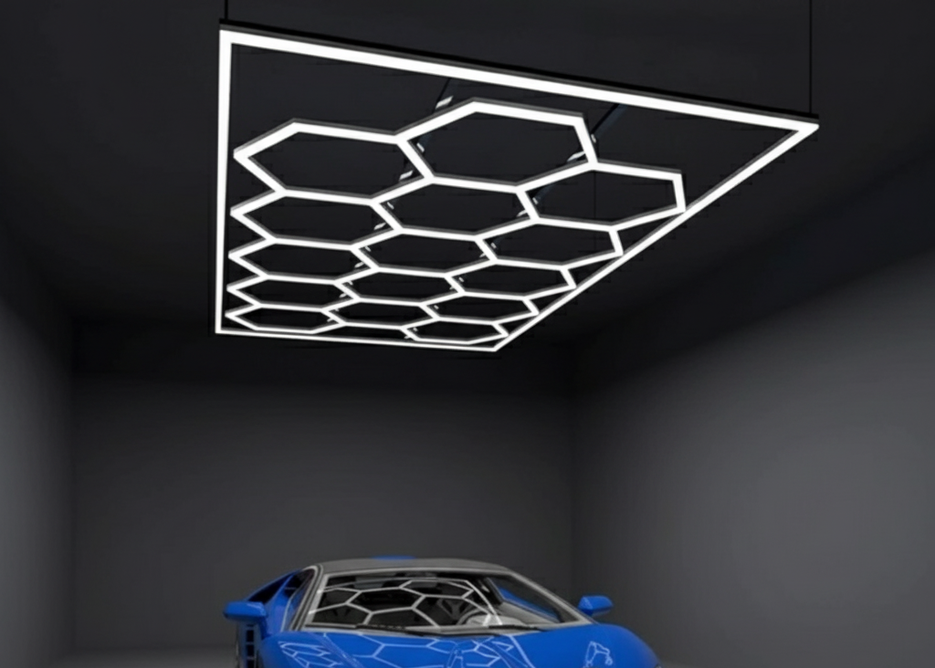 Car Garage Honeycomb Lamp Hexagonal Hanging Workshop LED Light Car Washing Lamp